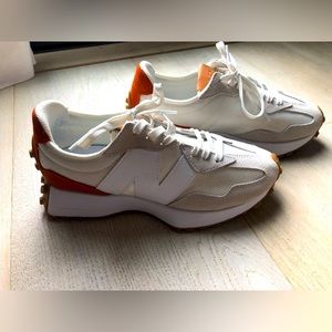 New Balance 327 - womens 8, white, cream, rust -basically new